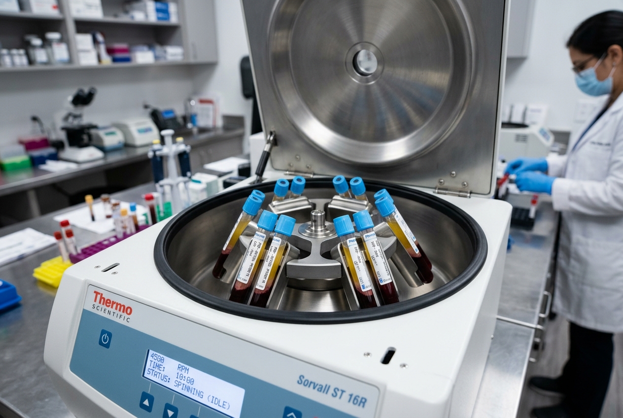 Tubos de plasma rico em plaquetas (PRP) em centrífuga